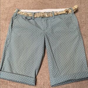 Sage Green Bermuda Shorts with Cuffed Hem